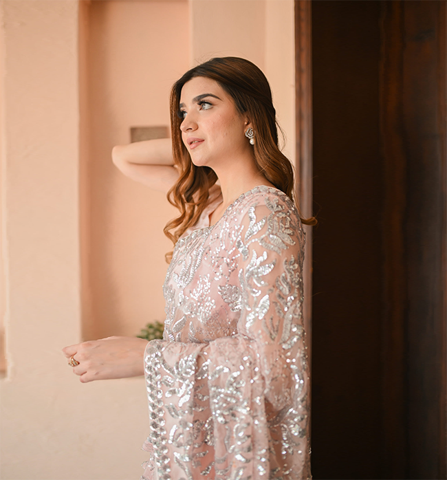Blush Pink Sequin Saree