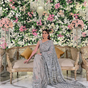 Silver Sequin Saree