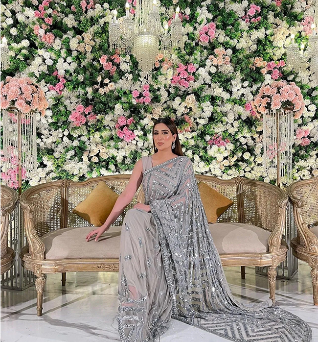 Silver Sequin Saree