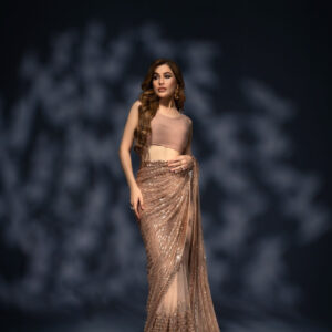 Bronze Sequin Chiffon Saree