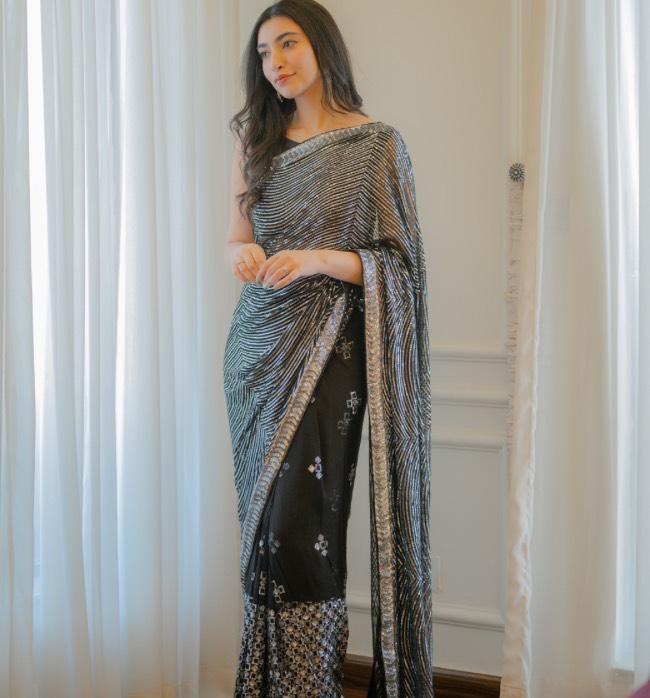 Black Sequence Saree