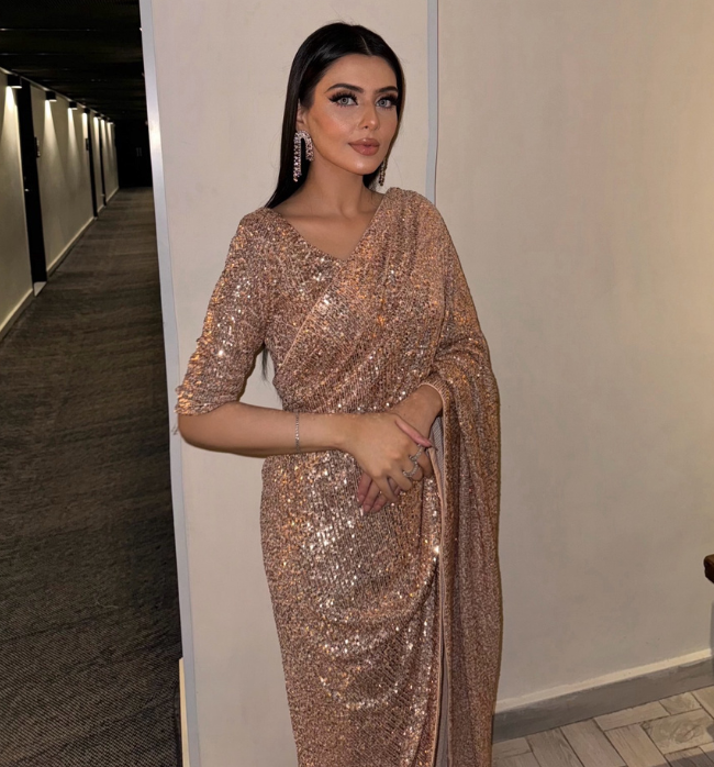Moonlight Gold Sequence Saree